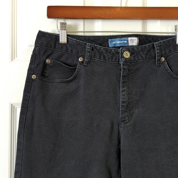 Liz Claiborne 90's Vintage High Waisted Relaxed Fit Straight Leg Jeans Black 12 - Picture 10 of 14